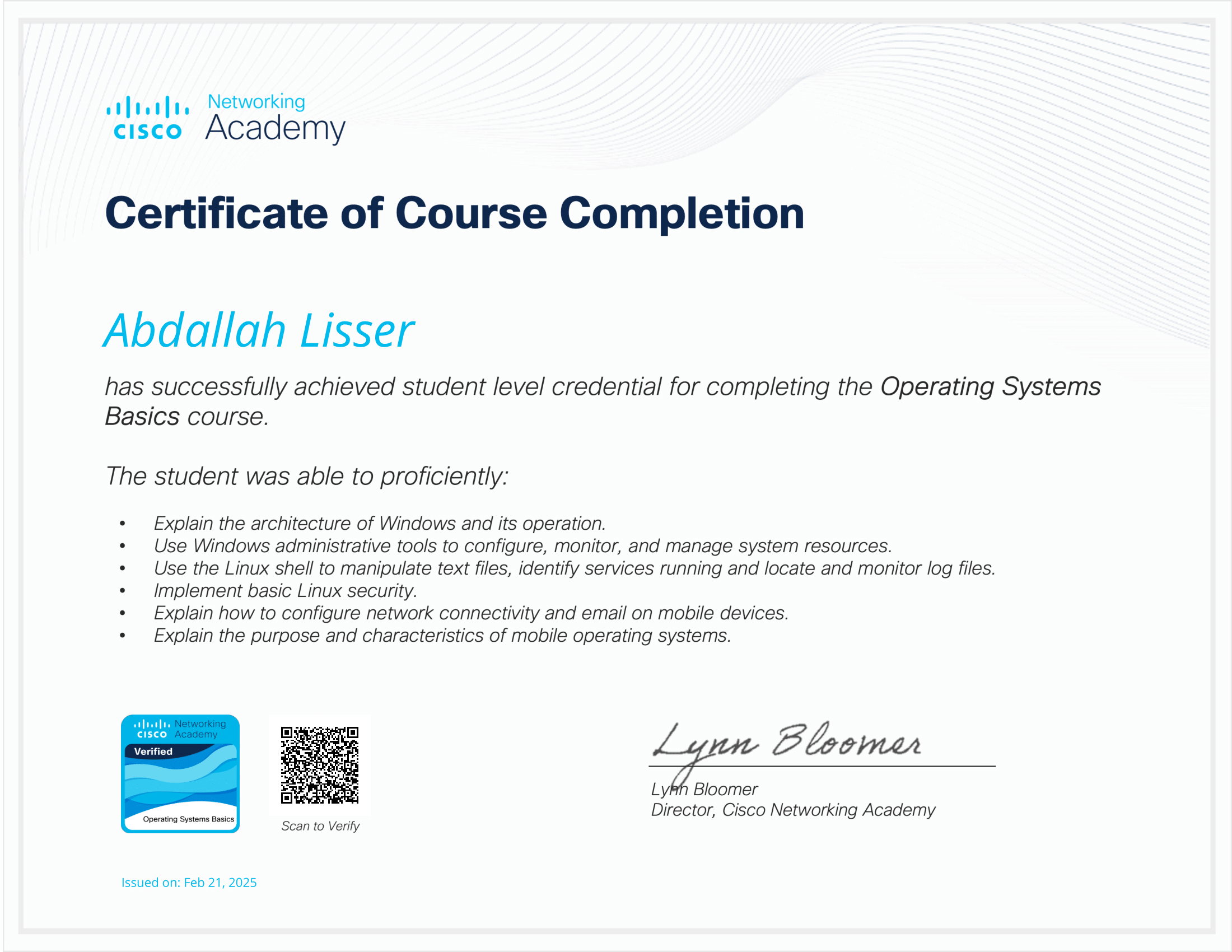Certificat Operating System