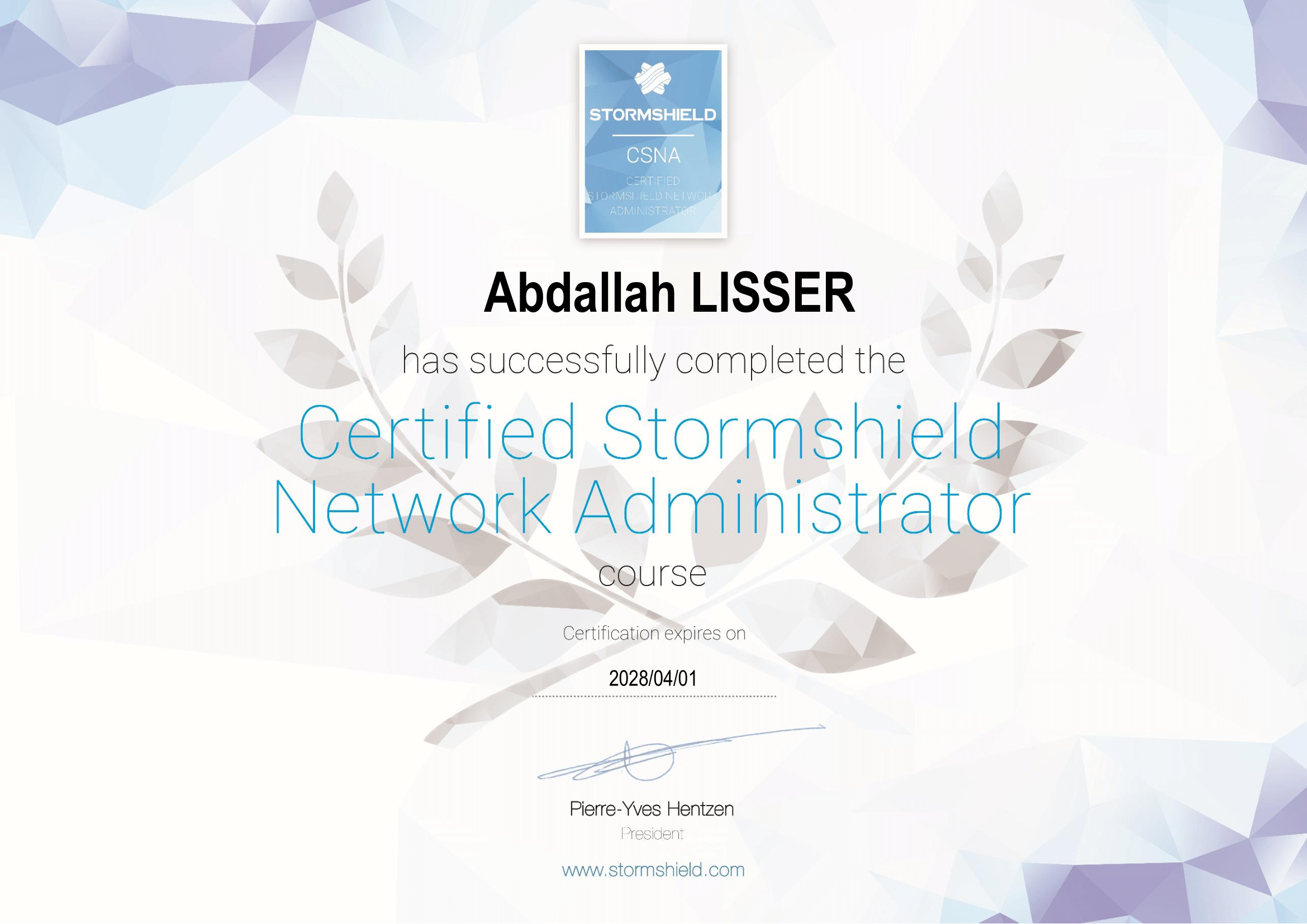 Certification Stormshield